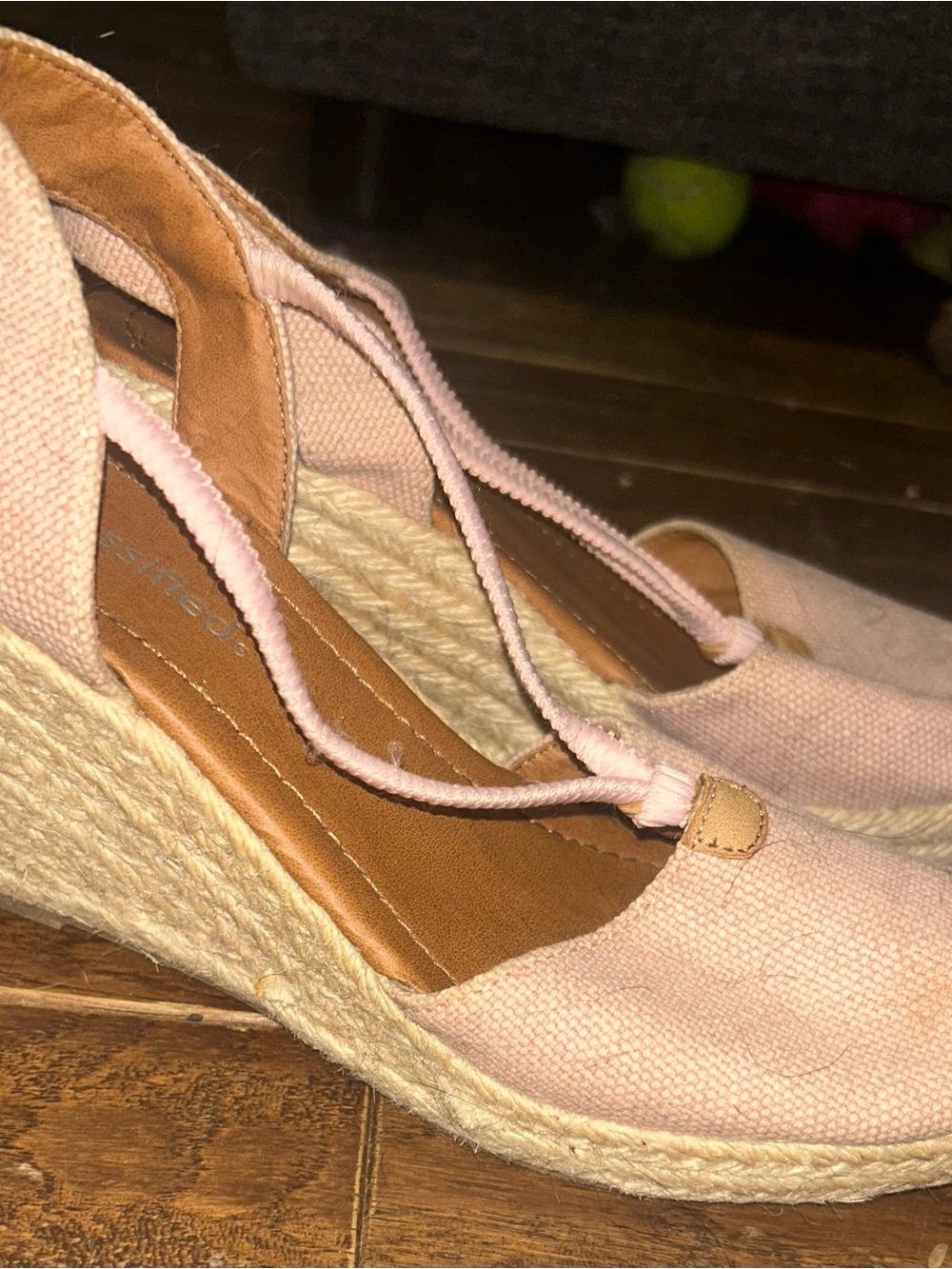 Women's Pink Canvas Espadrille Wedge Sandals